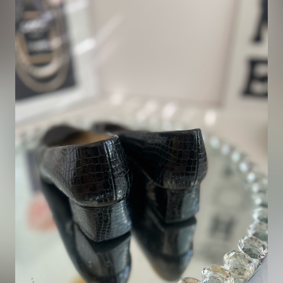 Etienne Aigner Black Croc-Embossed Heels women’s size 8M - Picture 7 of 9